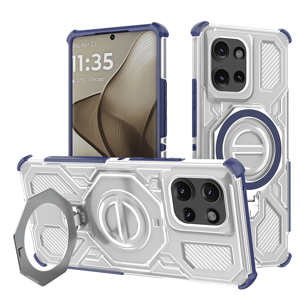 Custodia per Motorola Edge 50, Techsuit, Carbon Shield Pro, Blu