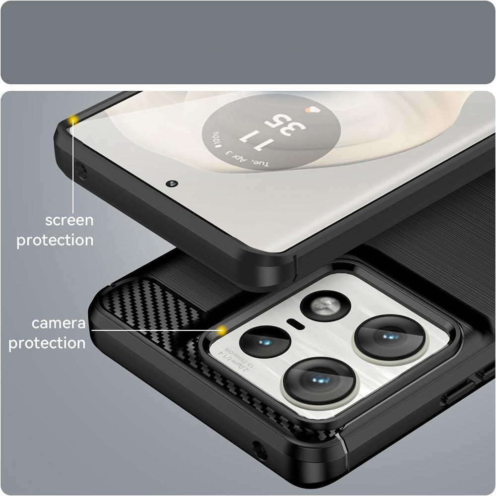 Custodia per Motorola Edge 50 Ultra, Techsuit, Carbonio, Blu
