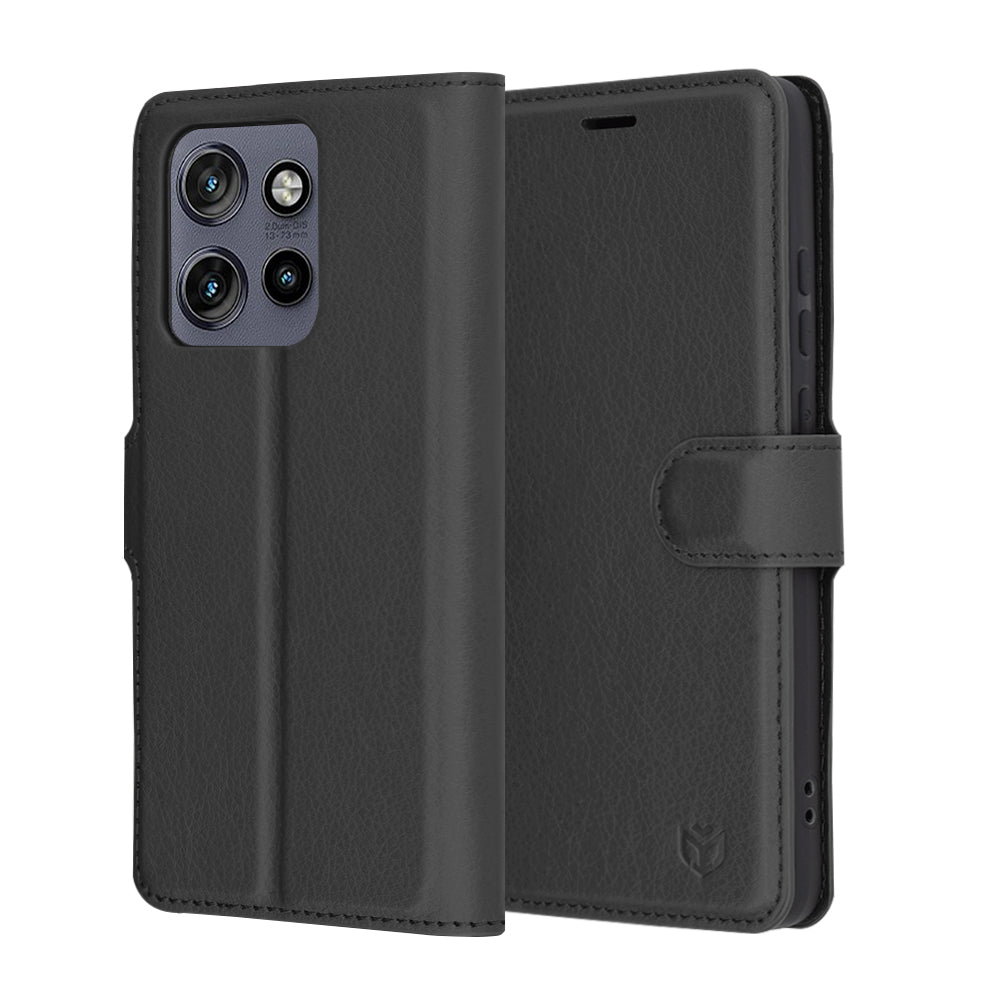 Custodia per Motorola Edge 60 Neo / Edge 50 Neo, Techsuit, Leather Folio, Nera