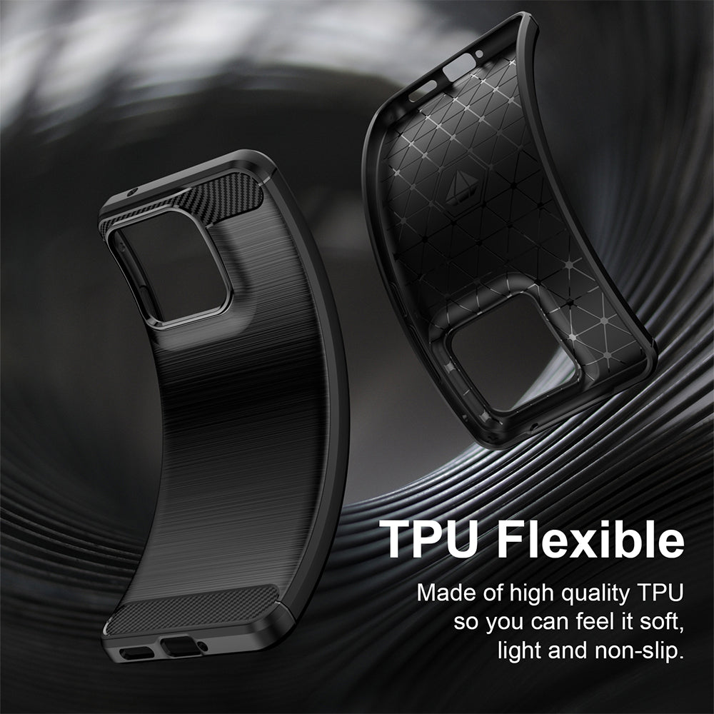 Custodia per Motorola Edge 70 Fusion, Techsuit, Carbonio, Nera