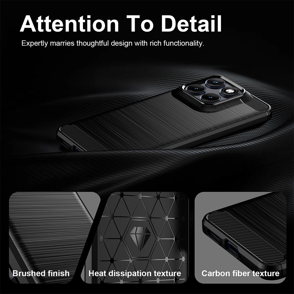 Custodia per Motorola Edge 70 Fusion, Techsuit, Carbonio, Nera
