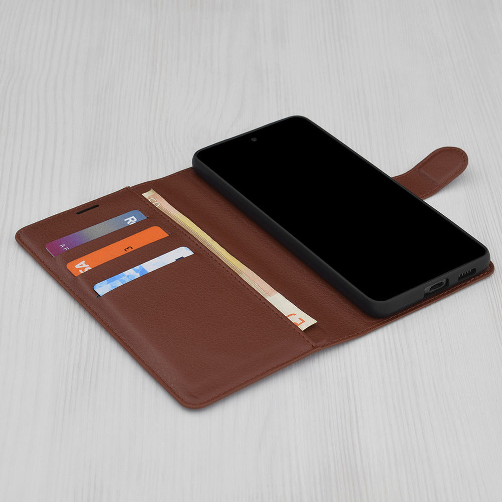 Hülle für Motorola Edge 70, Techsuit, Leather Folio, Braun