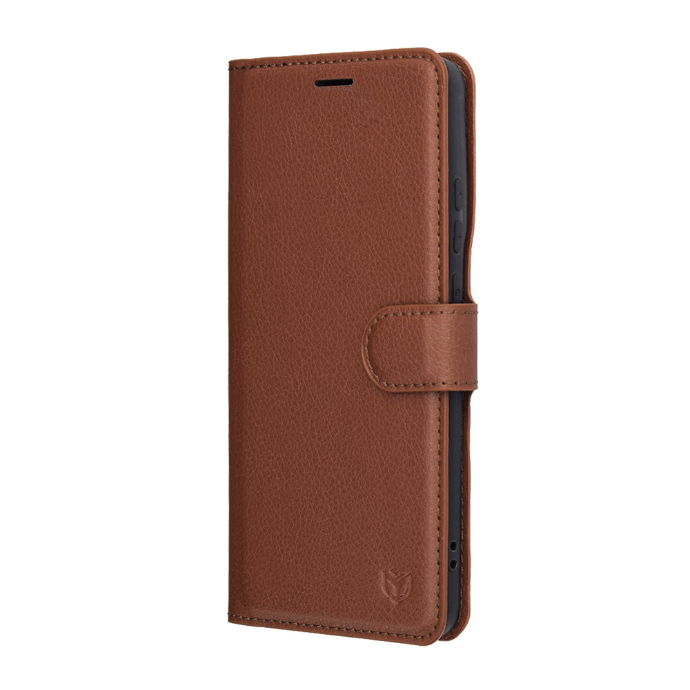 Hülle für Motorola Edge 70, Techsuit, Leather Folio, Braun
