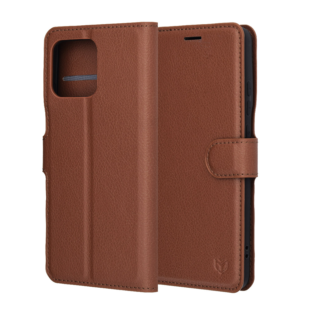 Hülle für Motorola Edge 70, Techsuit, Leather Folio, Braun