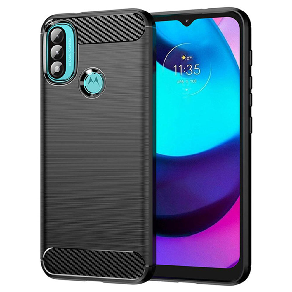 Custodia per Motorola Moto E40 / E30 / E20, Techsuit, Carbonio, Nera