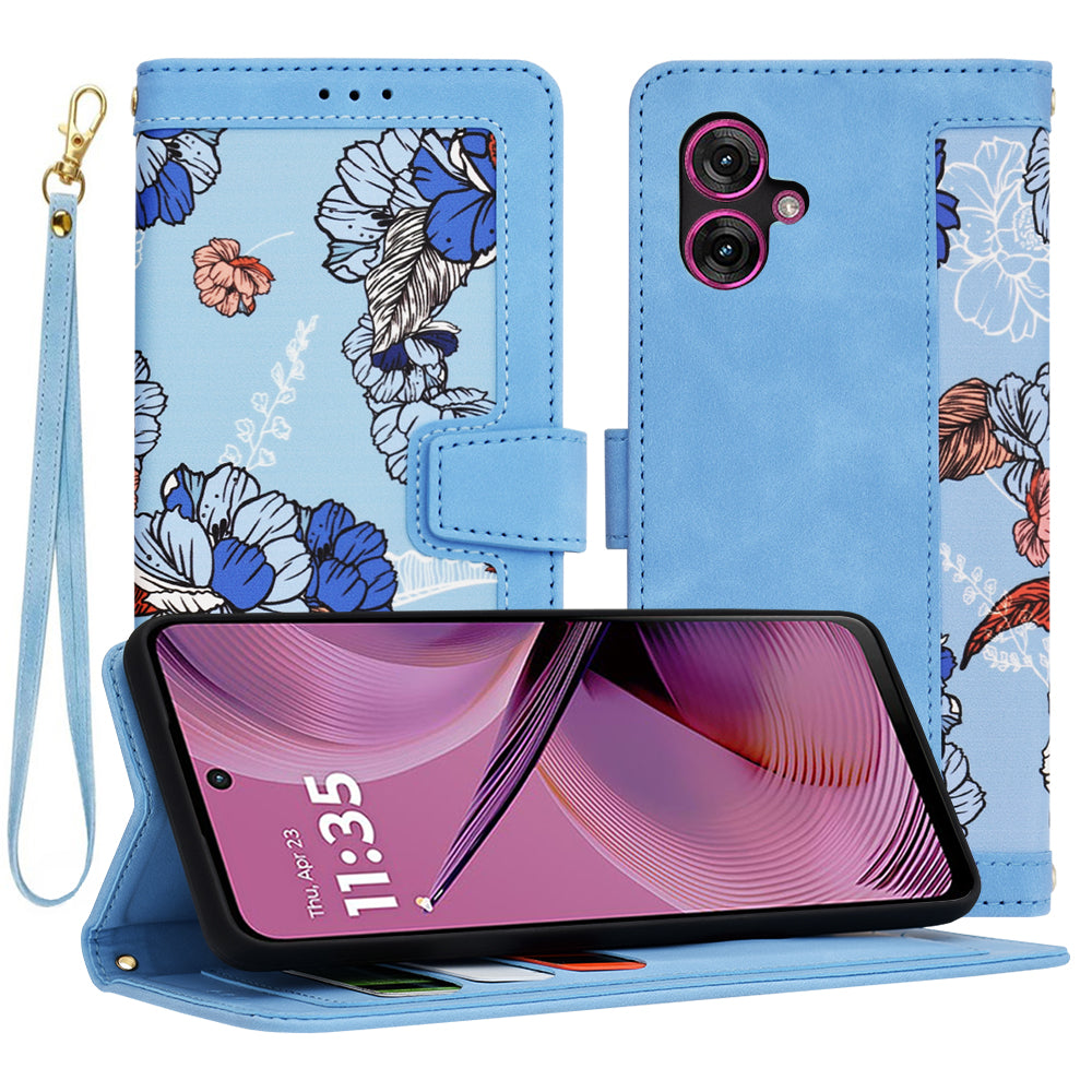 Custodia per Motorola Moto G55, Techsuit, FlipCraft, Blu