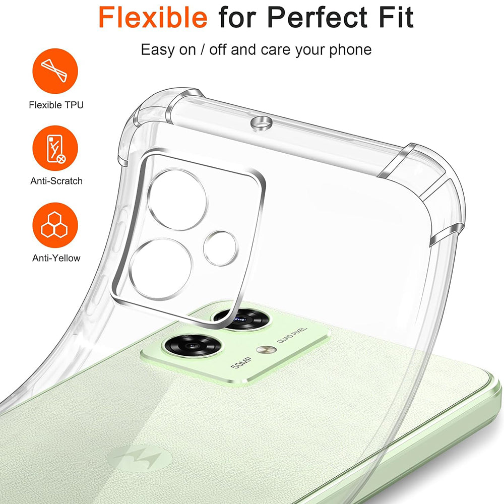 Custodia per Motorola Moto G55, Techsuit, Shockproof Clear, Trasparente