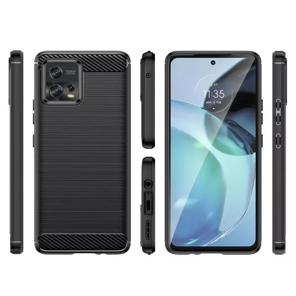 Custodia per Motorola Moto G72, Techsuit, Carbonio, Nera