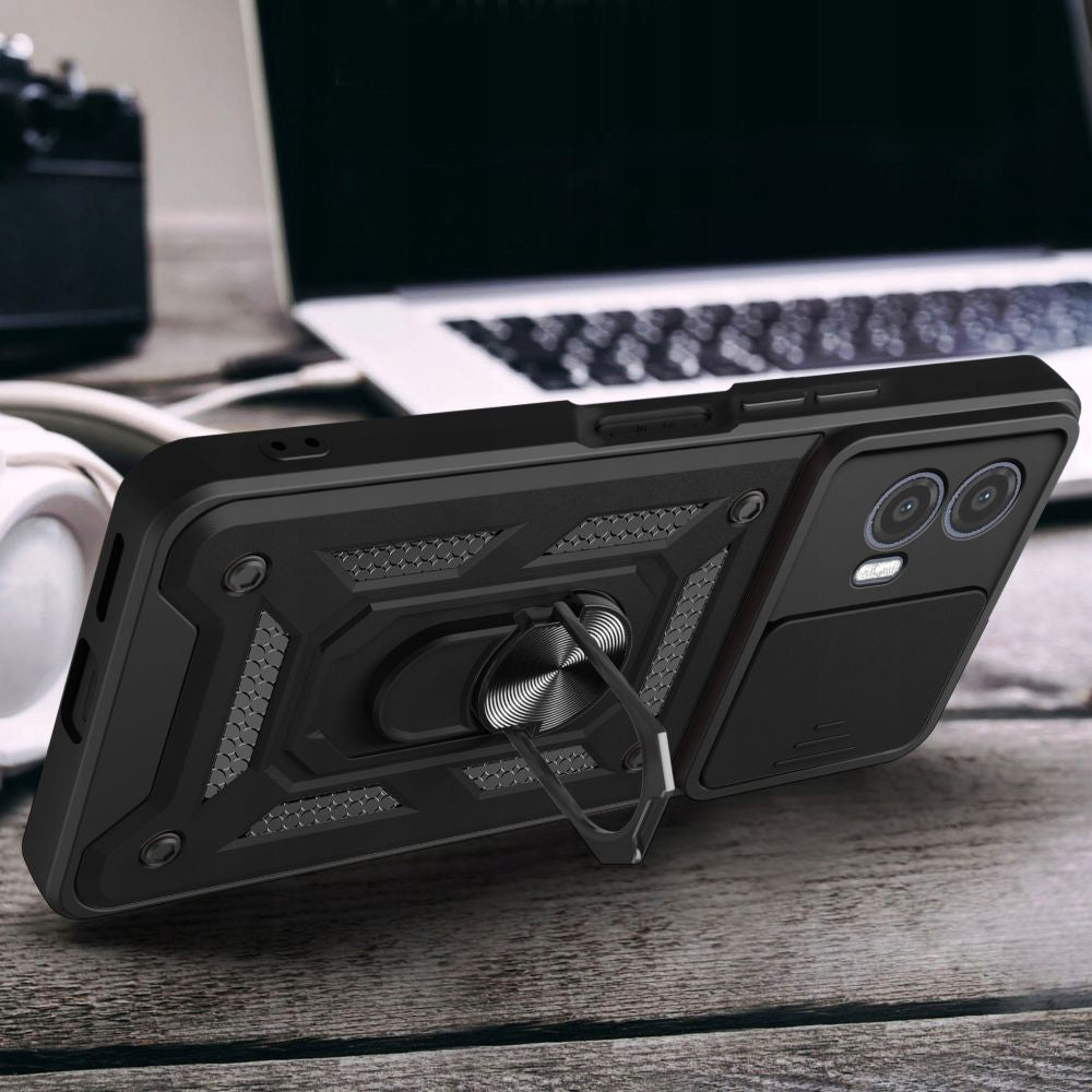 Custodia per Motorola Moto G73, Techsuit, CamShield, Nera