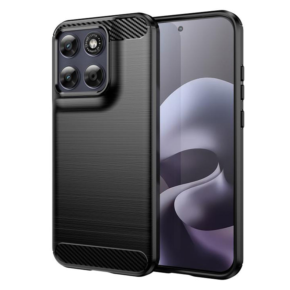 Custodia per Motorola Moto G77 / G67, Techsuit, Carbonio, Nera
