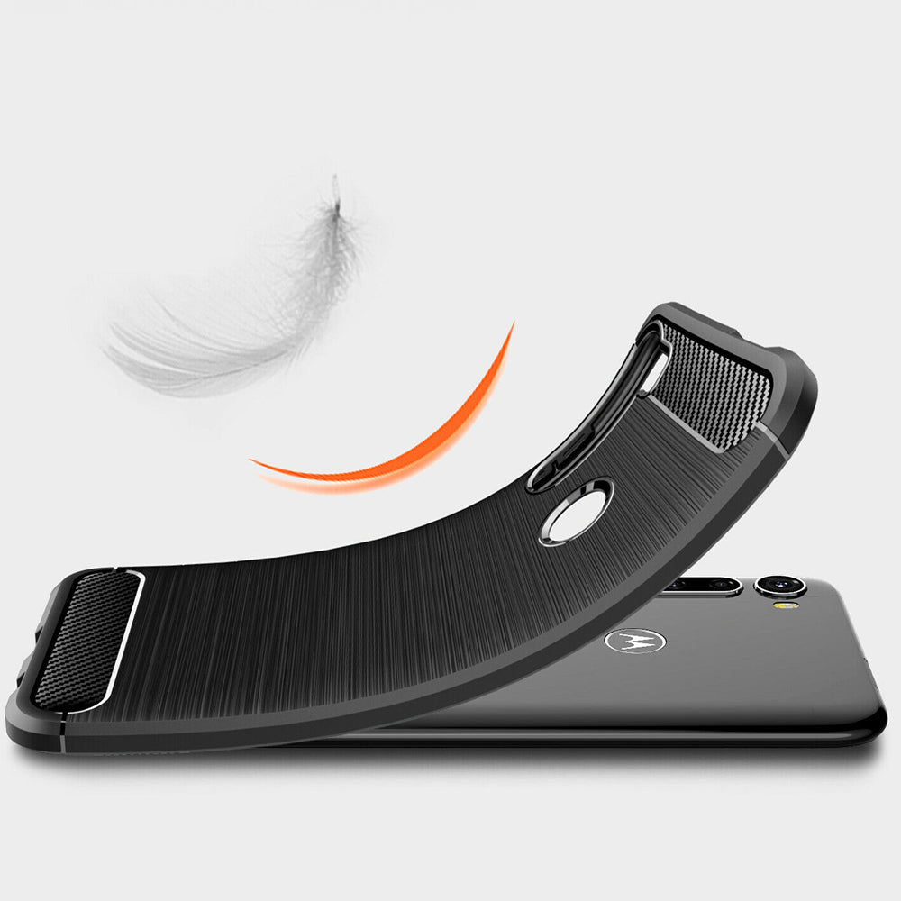 Custodia per Motorola One Fusion+, Techsuit, Carbonio, Nera