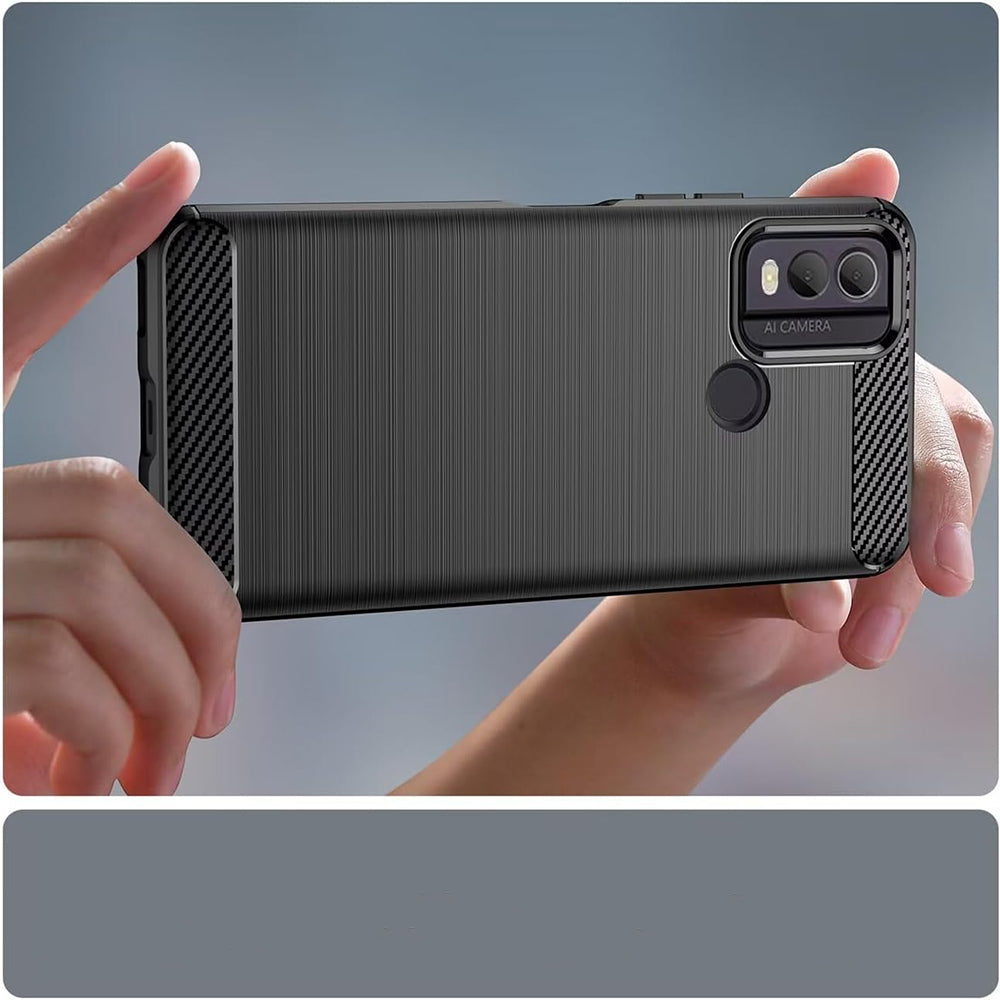 Custodia per Nokia C22, Techsuit, Carbonio, Nera