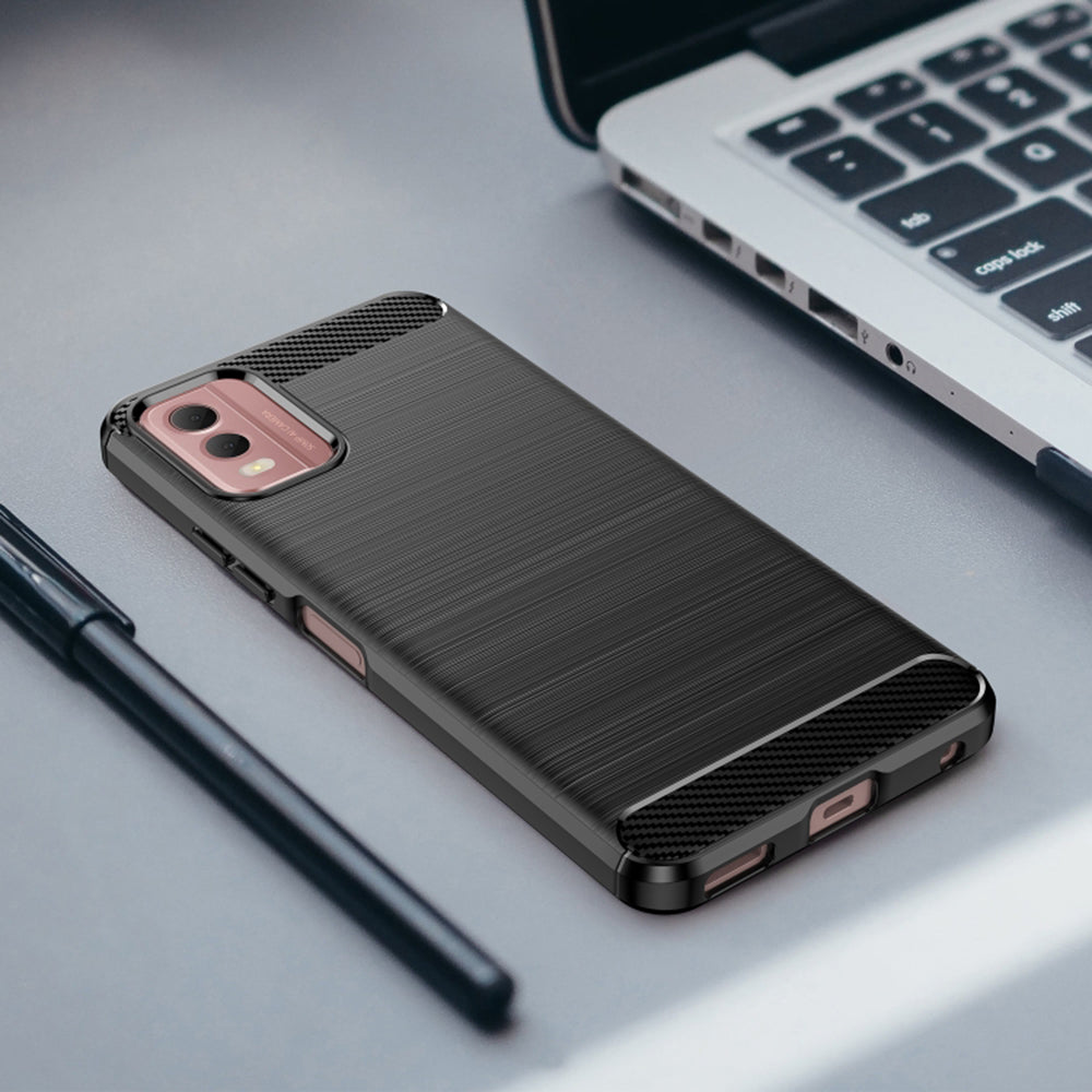 Custodia per Nokia C32, Techsuit, Carbonio, Nera