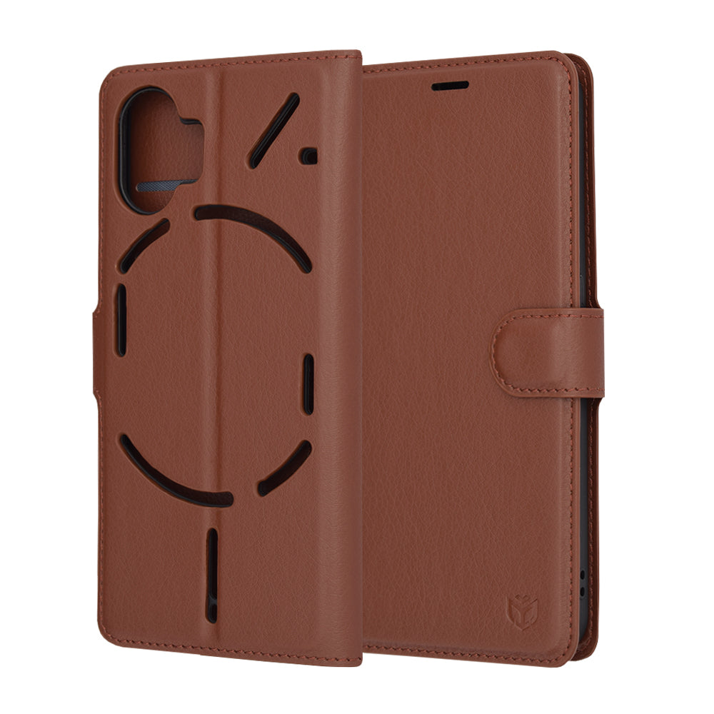 Coque pour Nothing Phone (2), Techsuit, Leather Folio, Marron