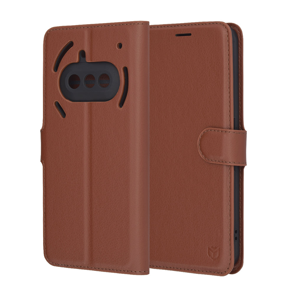 Custodia per Nothing Phone (3a), Techsuit, Leather Folio, Marrone