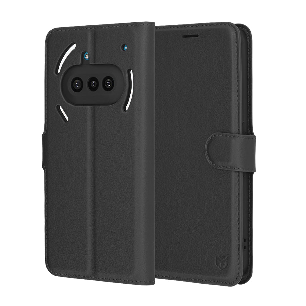 Custodia per Nothing Phone (3a), Techsuit, Leather Folio, Nera