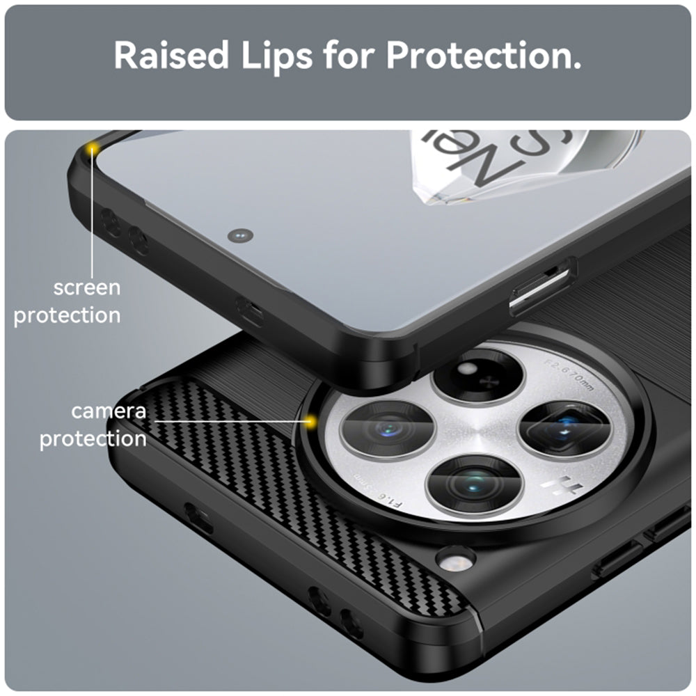 Custodia per OnePlus 12, Techsuit, Carbonio, Nera