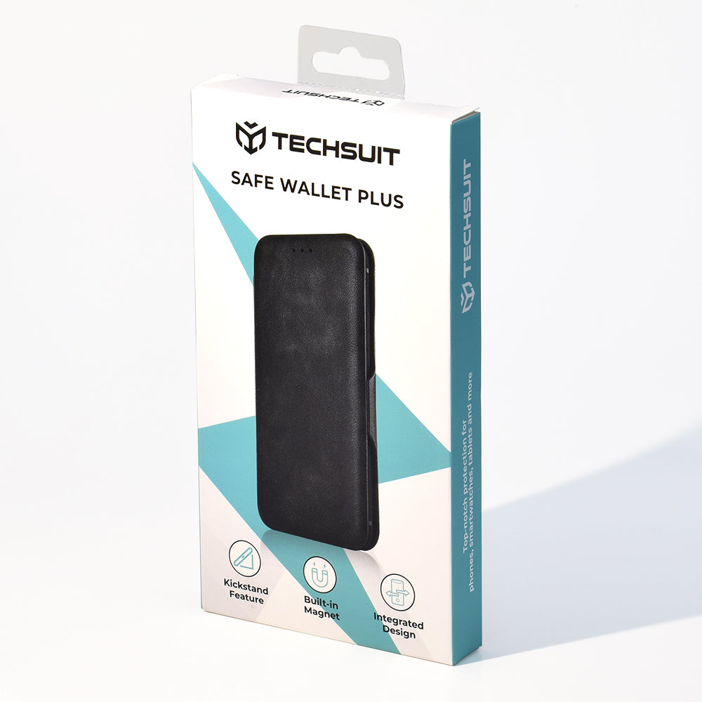 Custodia per OnePlus 13R, Techsuit, Safe Wallet Plus, Nera
