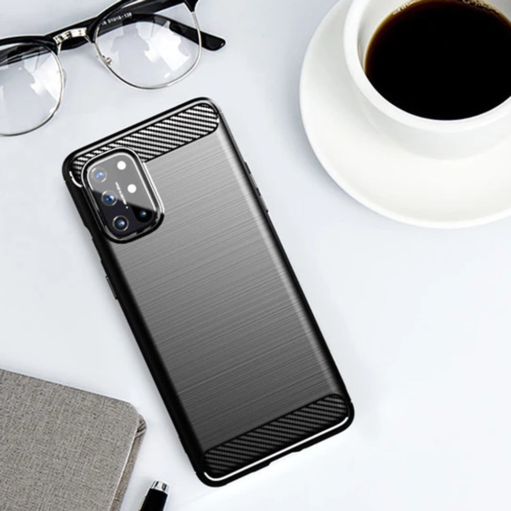 Custodia per OnePlus 8T, Techsuit, Carbonio, Nera