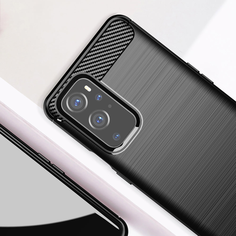 Custodia per OnePlus 9 Pro, Techsuit, Carbonio, Nera