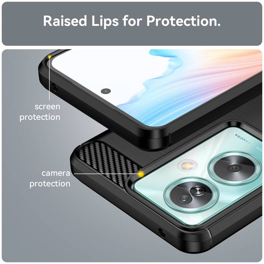 Custodia per OnePlus Nord N30 SE / Oppo A79, Techsuit, Carbonio, Nera