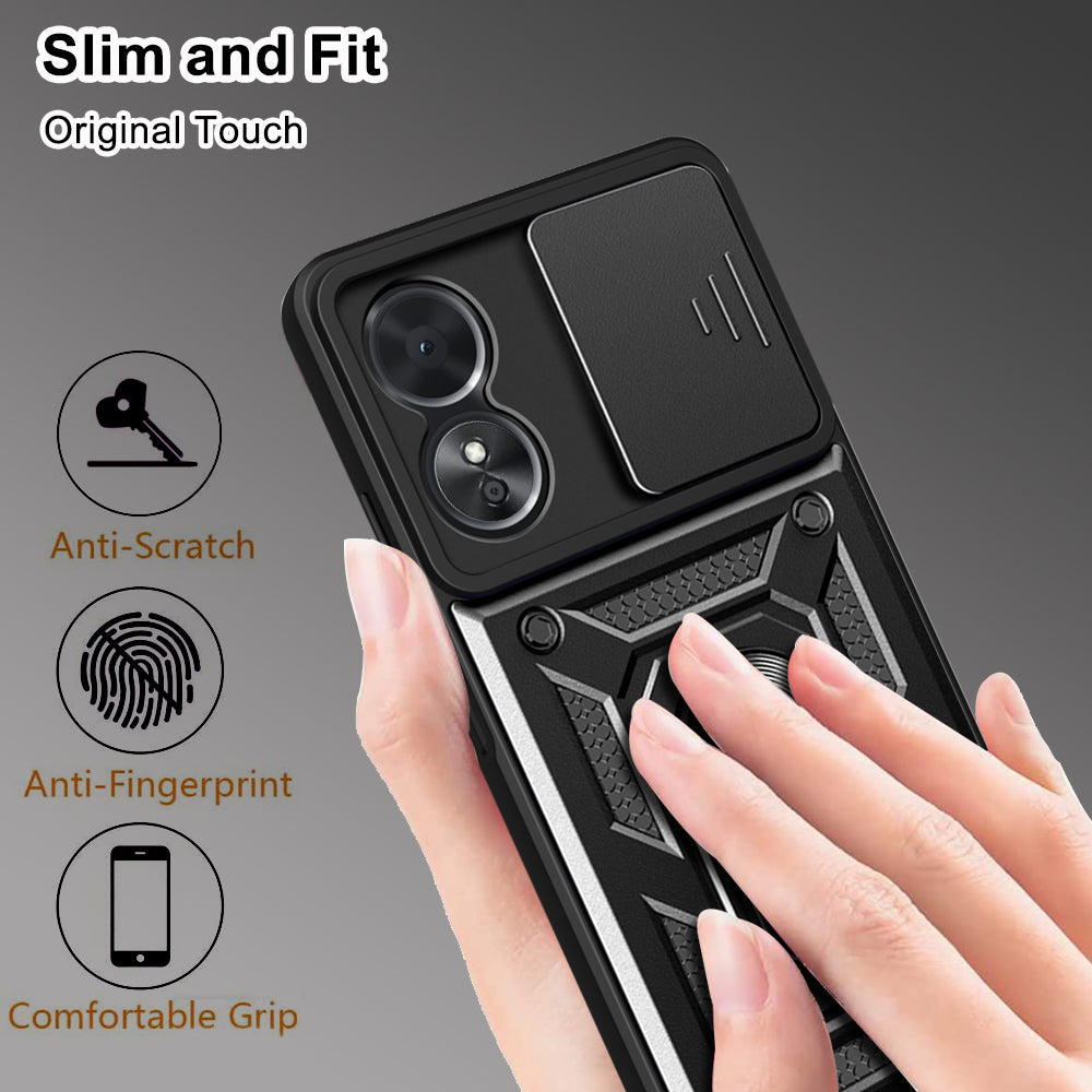 Custodia per Oppo A17, Techsuit, CamShield, Nera