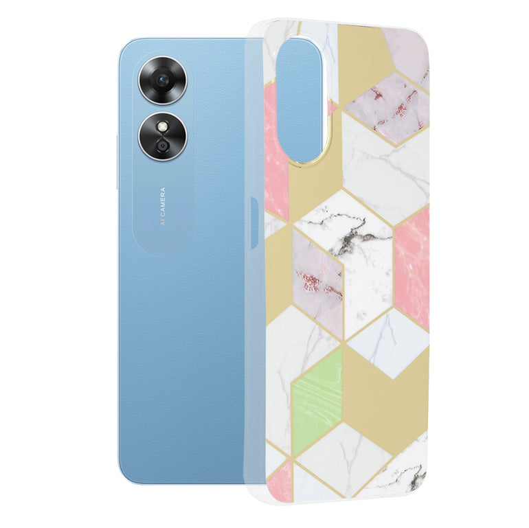 Custodia per Oppo A17, Techsuit, Marble, Viola