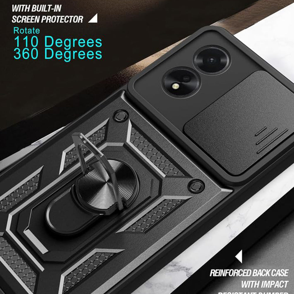 Custodia per Oppo A58 4G, Techsuit, CamShield, Nera