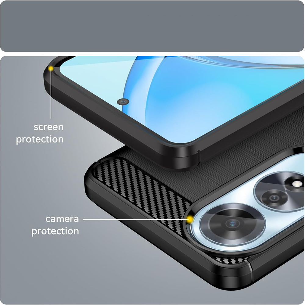Custodia per Oppo A60, Techsuit, Carbonio, Nera
