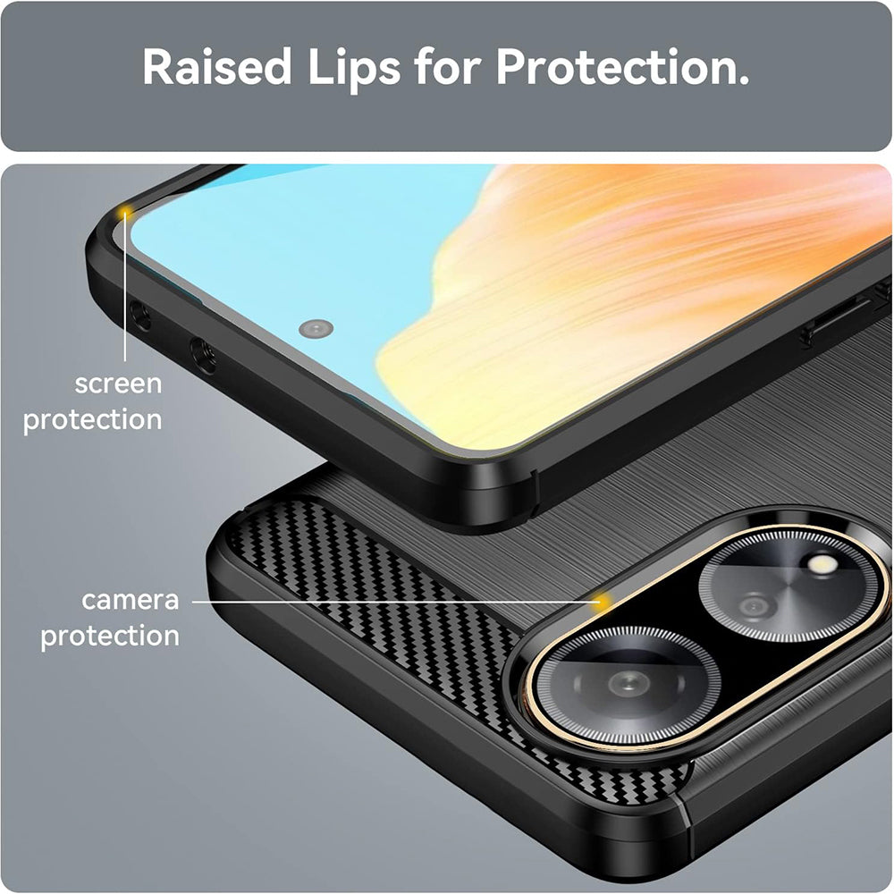 Custodia per Oppo A98, Techsuit, Carbonio, Nera
