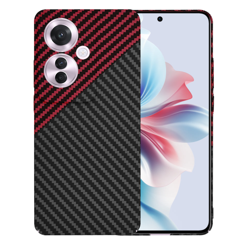 Coque pour Oppo Reno11 F, Techsuit, Carbonite FiberShell, Noir Rouge