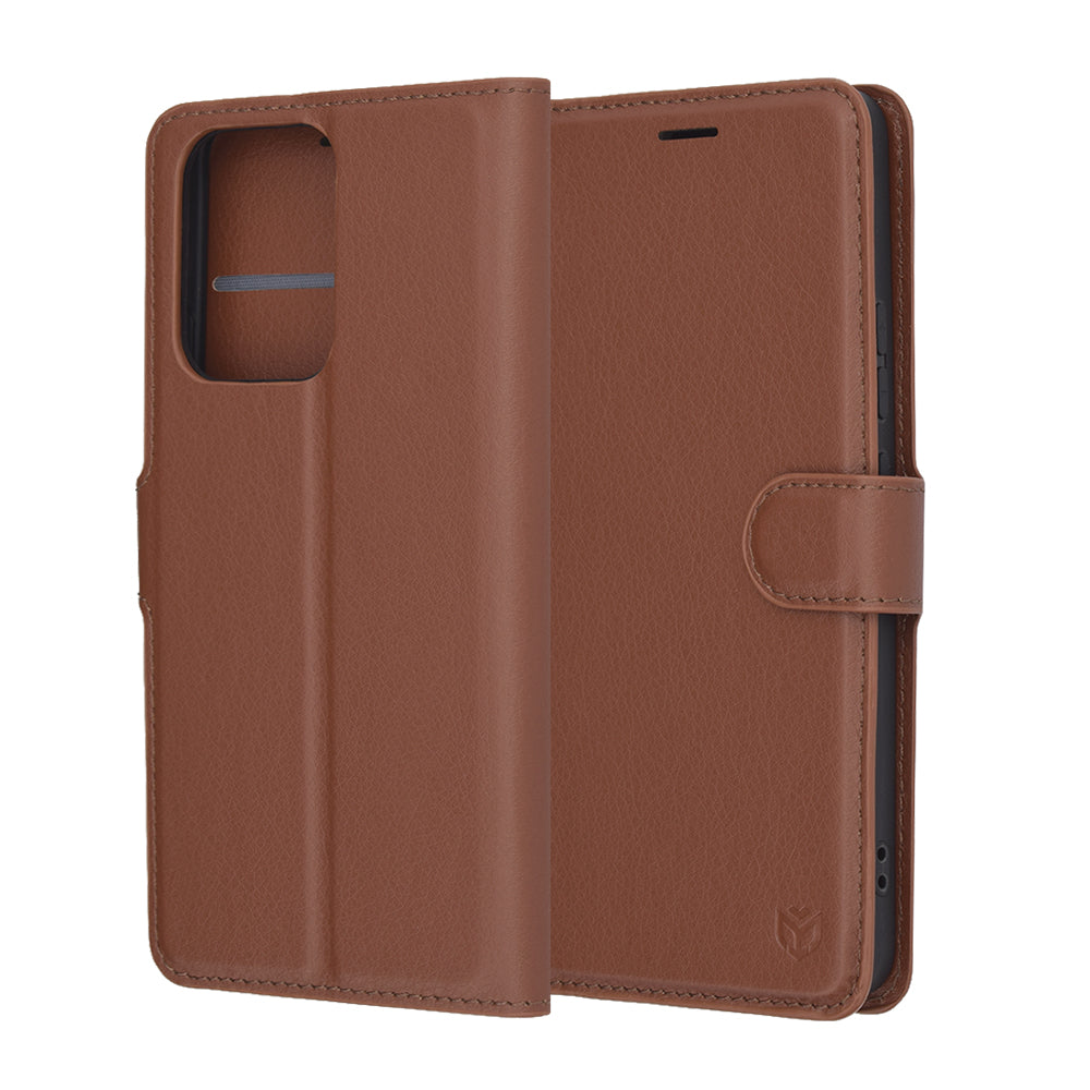 Coque pour Oppo Reno13 FS 5G / Reno13 F 4G / Reno13 F, Techsuit, Folio en cuir, Marron