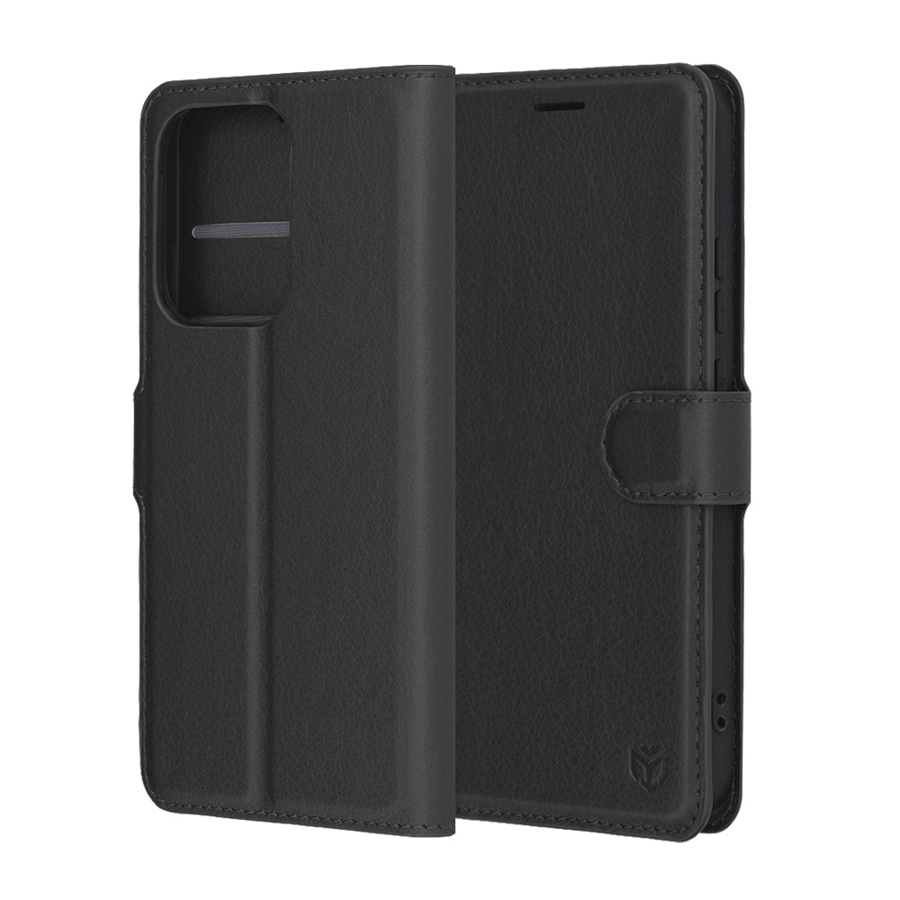 Custodia per Oppo Reno13, Techsuit, Leather Folio, Nera