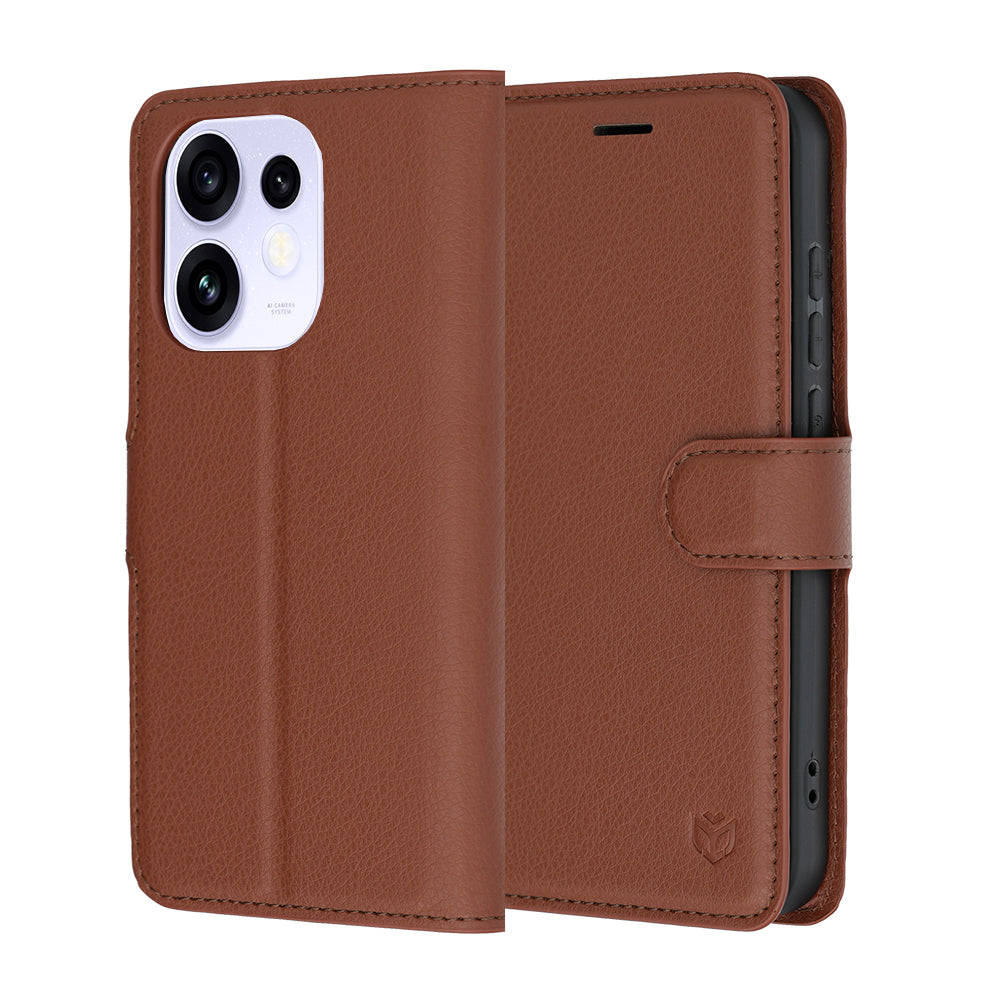 Custodia per Oppo Reno16 / Reno16 Pro, Techsuit, Leather Folio, Marrone