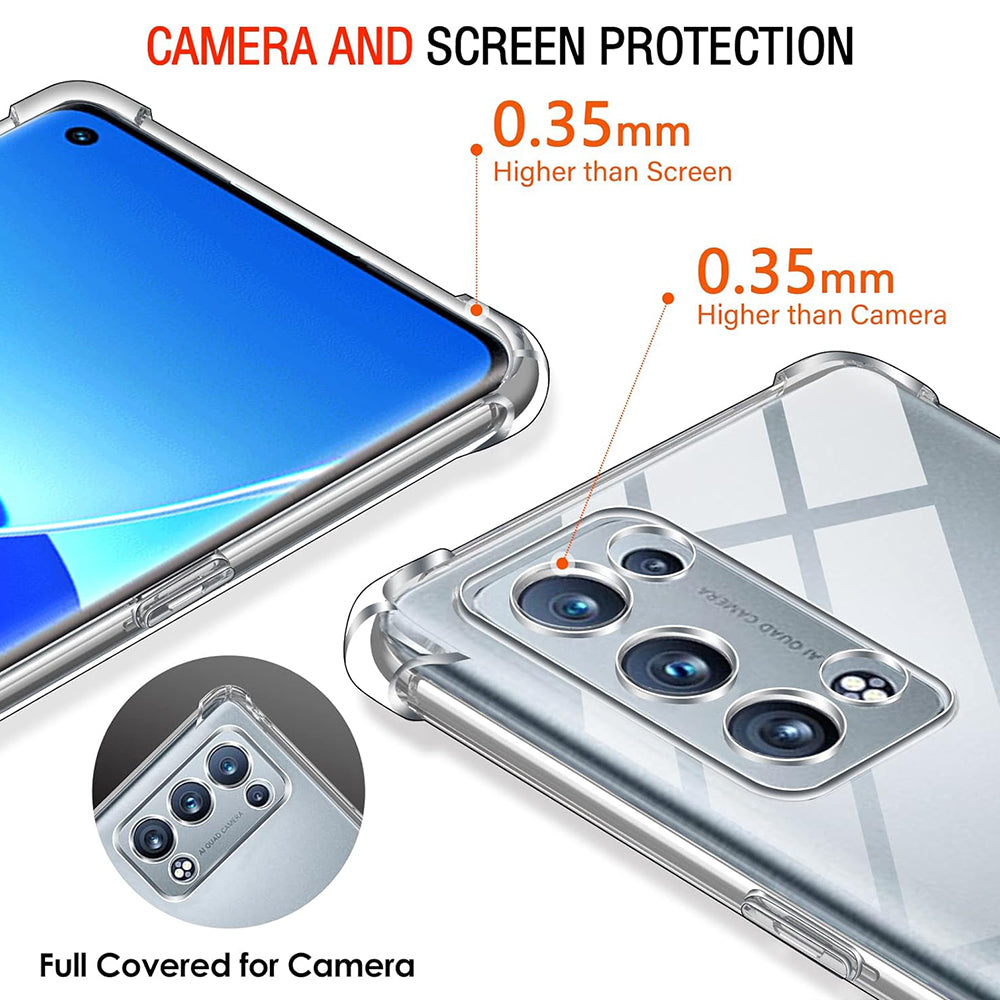 Custodia per Oppo Reno6 Pro 5G (Snapdragon), Techsuit, Shockproof Clear, Trasparente