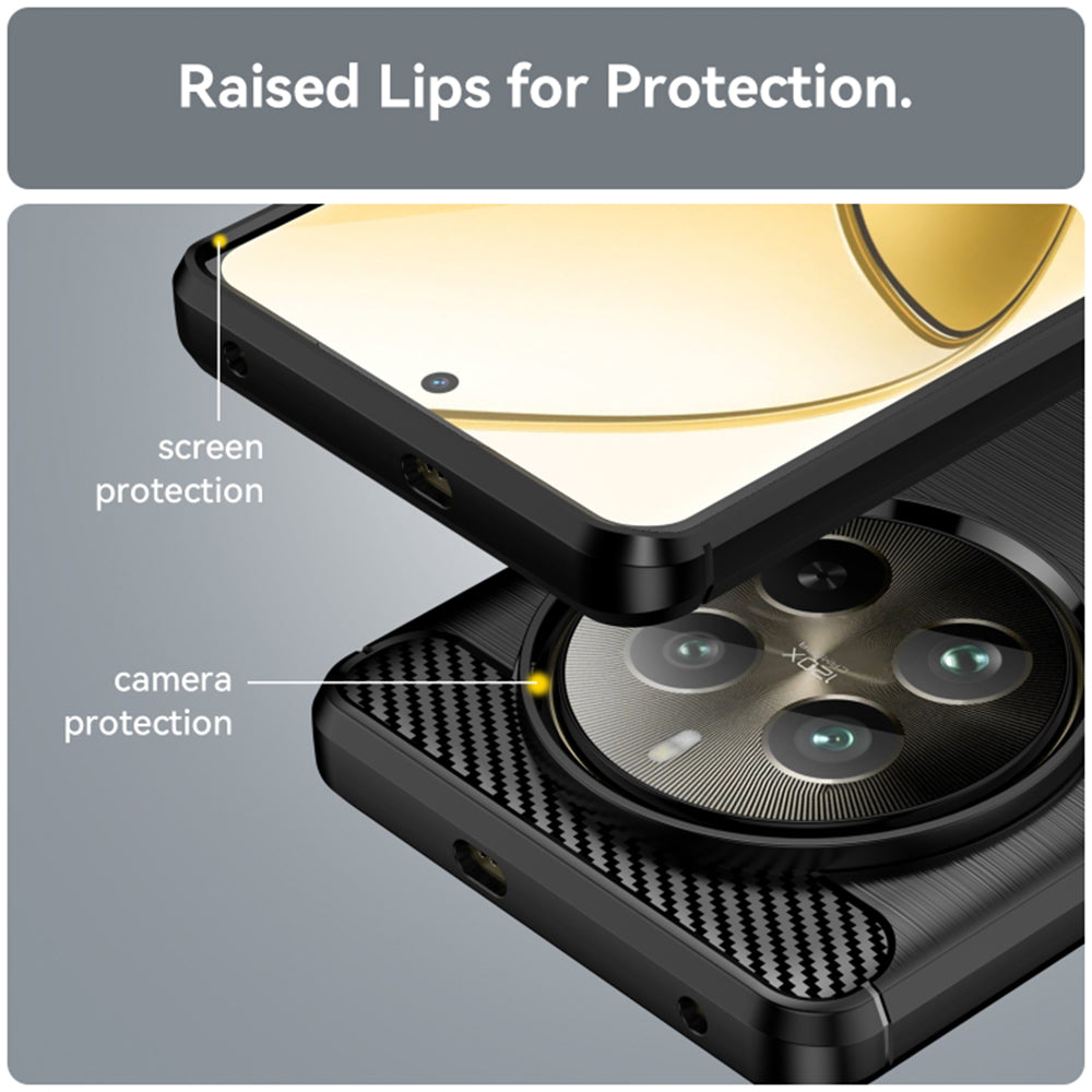 Custodia per Realme 12 Pro / 12 Pro+, Techsuit, Carbonio, Nera