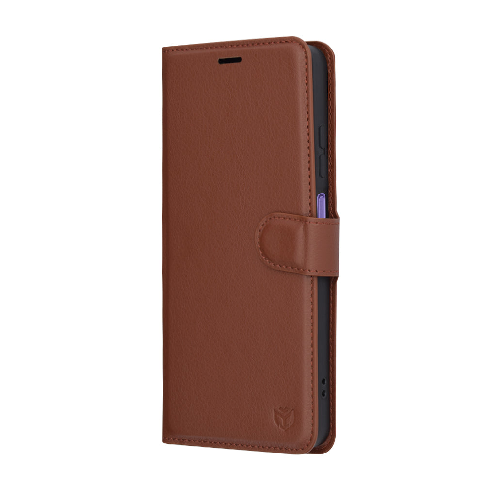 Custodia per Realme 12x / 12, Techsuit, Leather Folio, Marrone