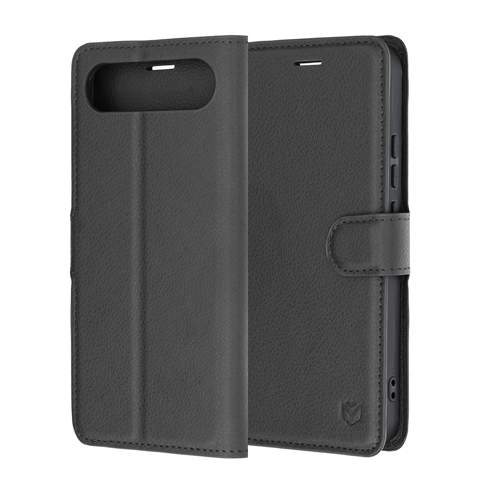 Custodia per Realme 16, Techsuit, Leather Folio, Nera