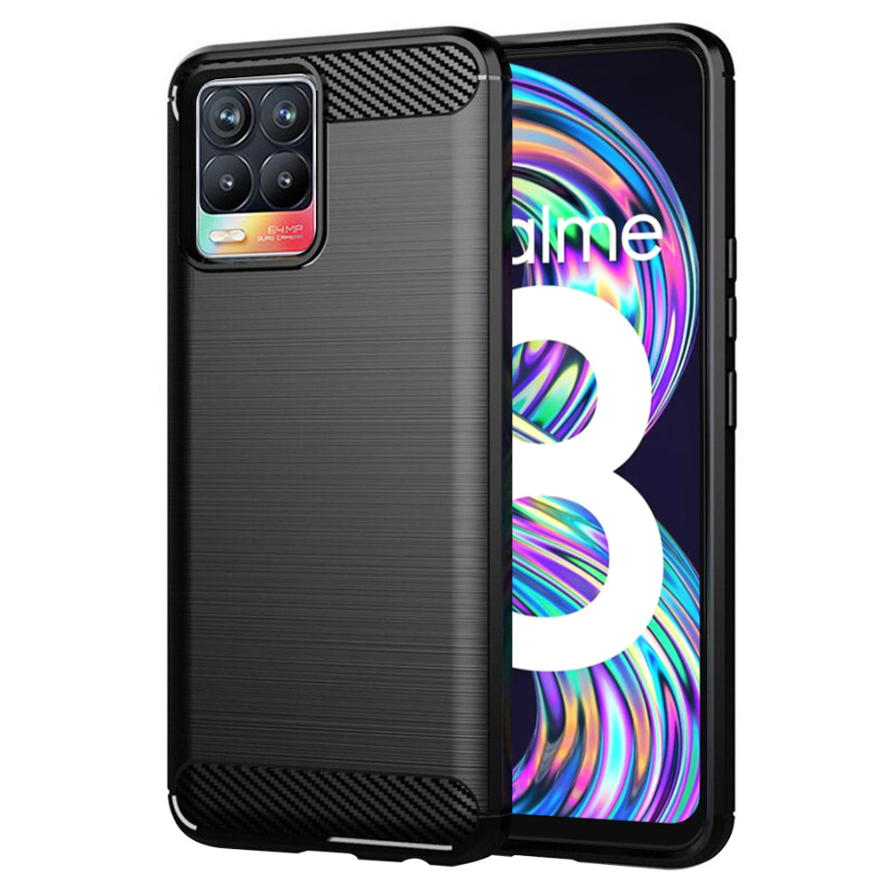 Custodia per Realme 8 Pro / 8, Techsuit, Carbonio, Nera
