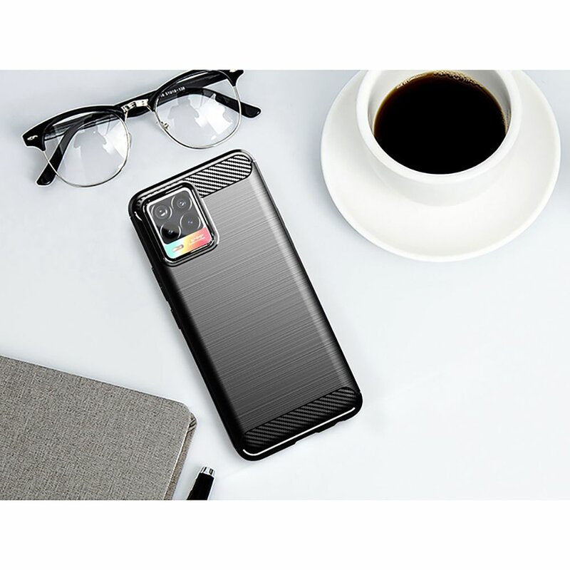 Custodia per Realme 8 Pro / 8, Techsuit, Carbonio, Nera