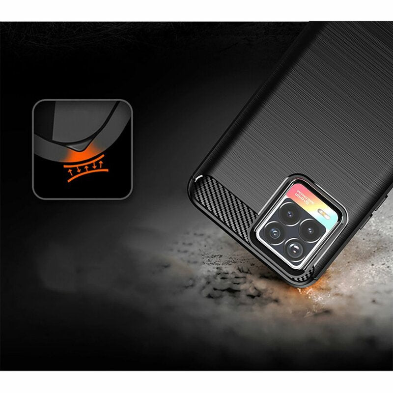 Custodia per Realme 8 Pro / 8, Techsuit, Carbonio, Nera
