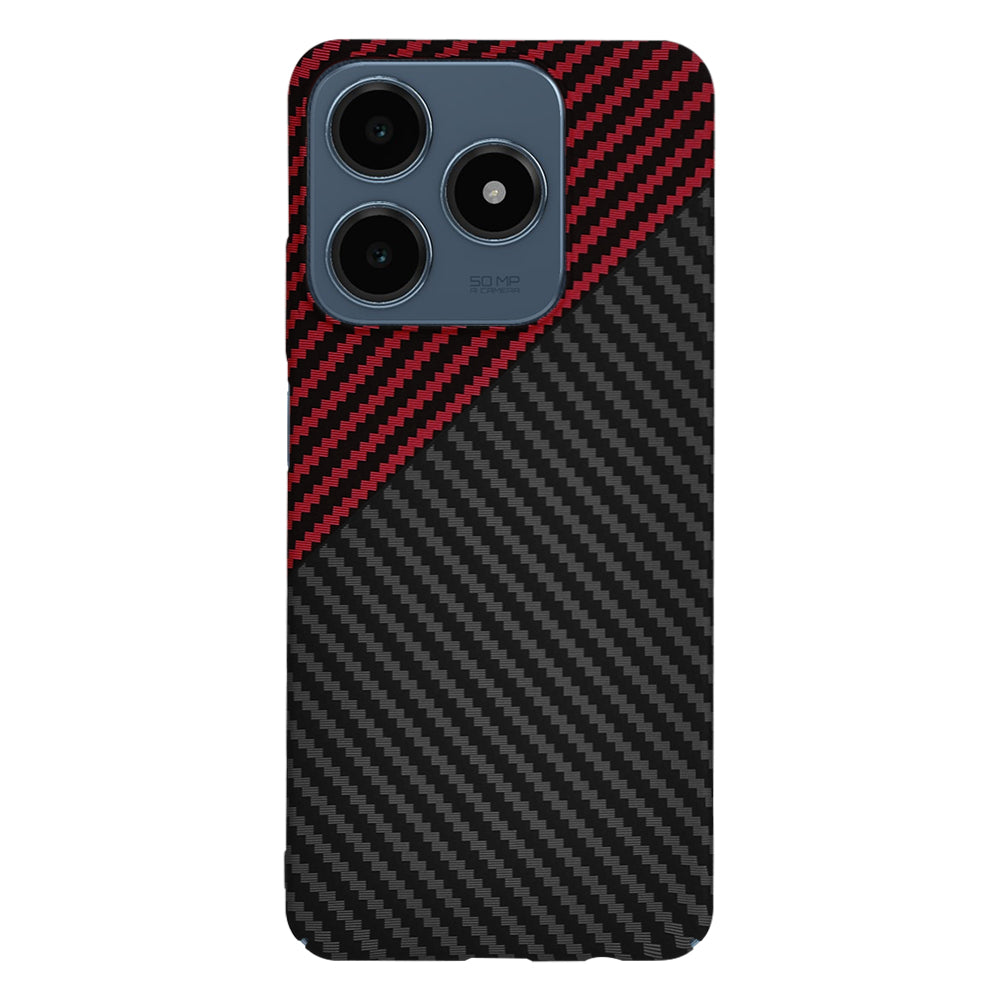 Custodia per Realme C63 / C61, Techsuit, Carbonite FiberShell, Nero Rosso