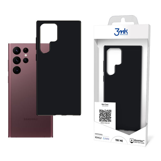 Custodia per Samsung Galaxy S22 Ultra 5G S908, 3MK, opaco, nero