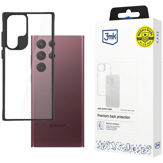 Custodia per Samsung Galaxy S22 Ultra 5G S908, 3MK, Satin Armor Case+, trasparente