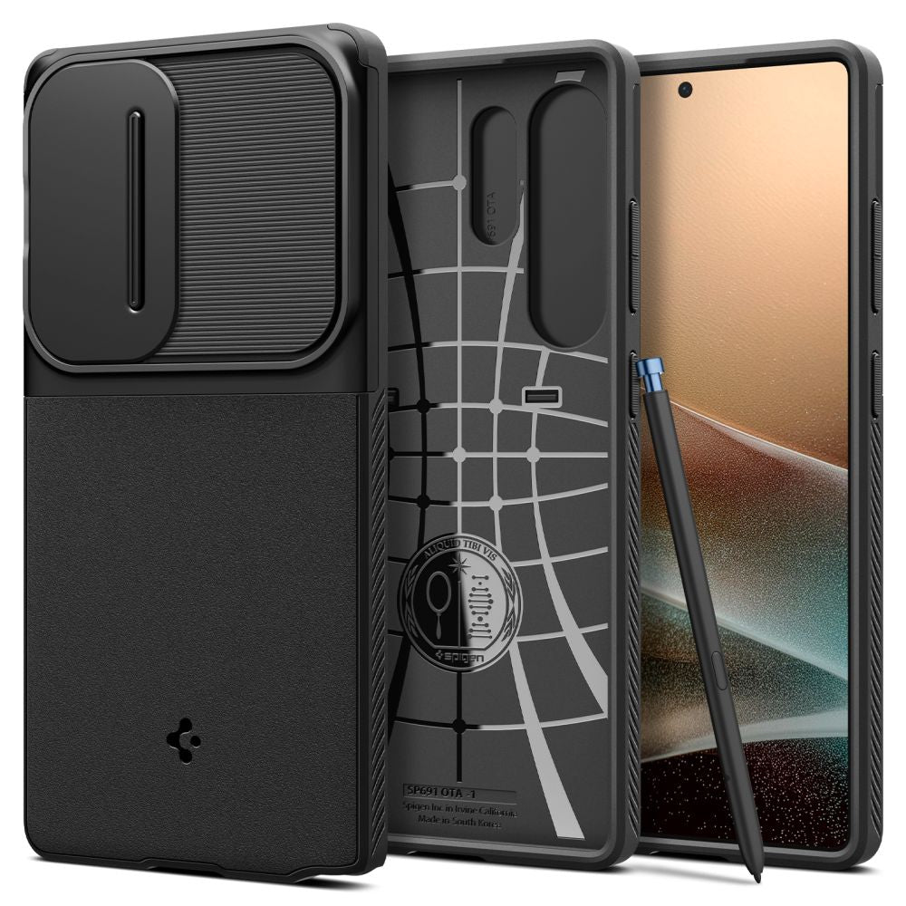 Custodia per Samsung Galaxy S25 Ultra S938, Spigen, OPTIK ARMOR, Nera ACS08969