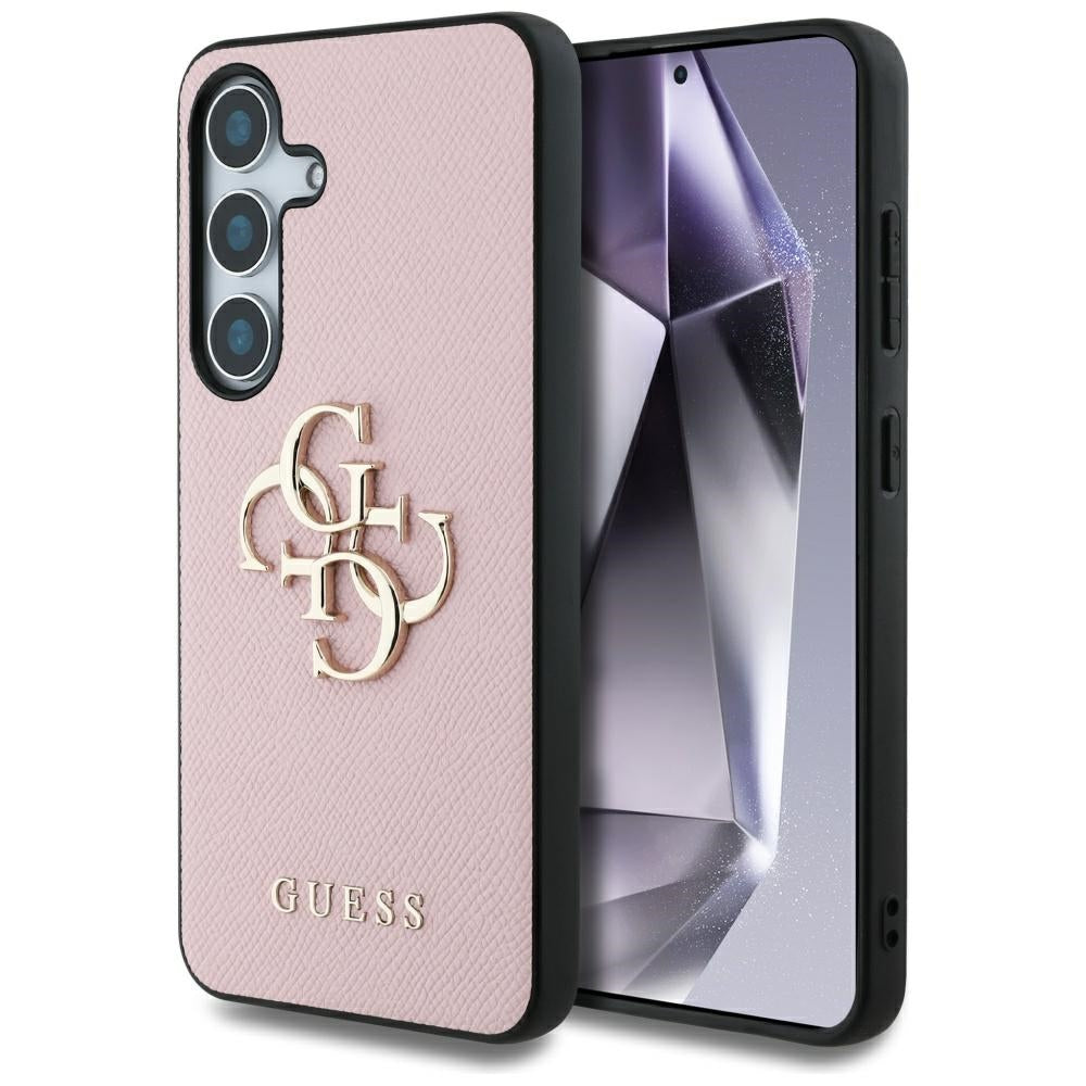 Étui pour Samsung Galaxy S25+ S936, Guess, 4G Grained Big and Classic Logo, Rose, Reconditionné