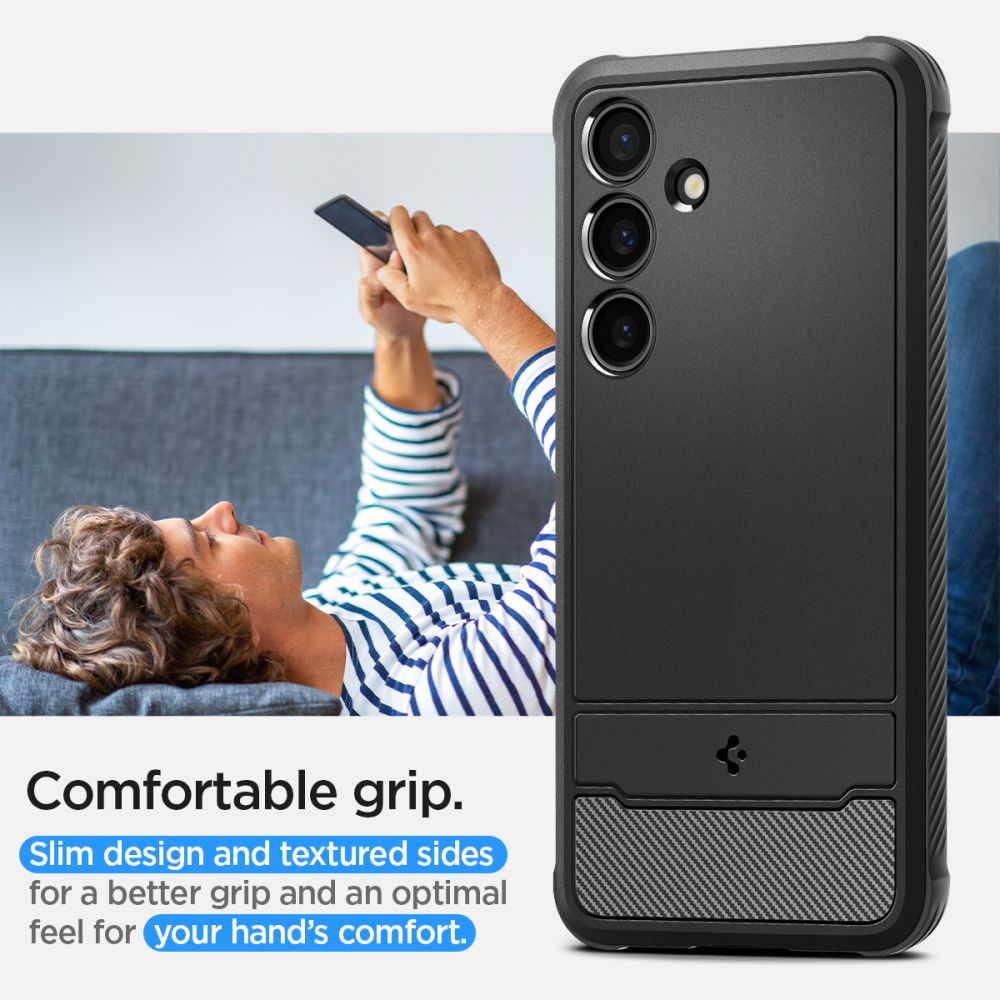 Custodia per Samsung Galaxy S24 S921, Spigen, Rugged Armour, Nero ACS07346