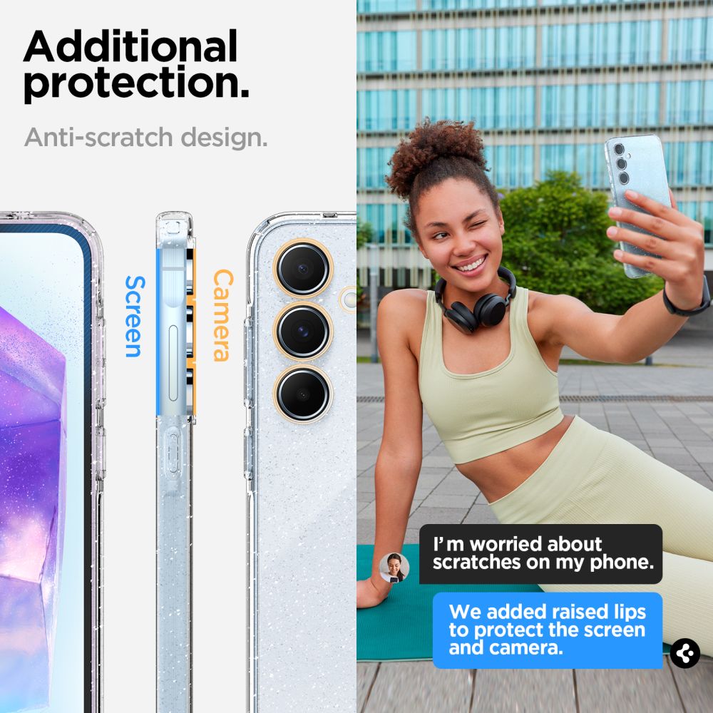 Custodia per Samsung Galaxy A55 5G A556, Spigen, Cristallo liquido Glitter, Trasparente ACS07538