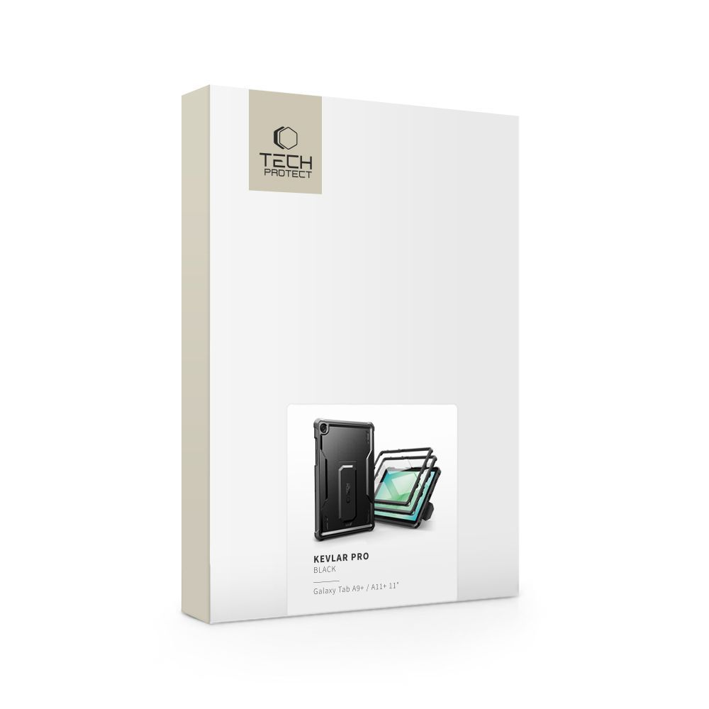 Custodia per Samsung Galaxy Tab A11+ / Tab A9+, Tech-Protect, Kevlar Pro, Nera