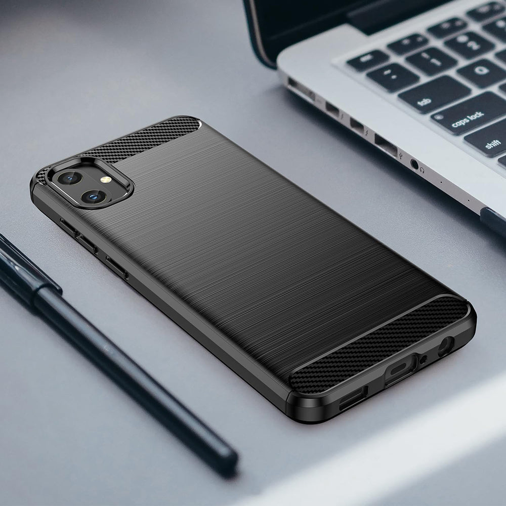 Custodia per Samsung Galaxy A05 A055, Techsuit, Carbonio, Nera